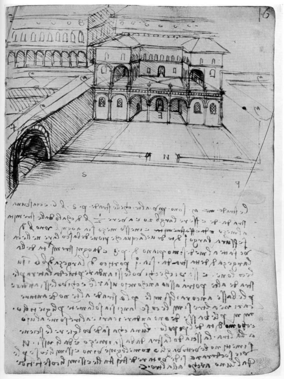 Ihanteellisen kaupungin suunnitelma, 1488-1490 1954. tekijältä Leonardo da Vinci