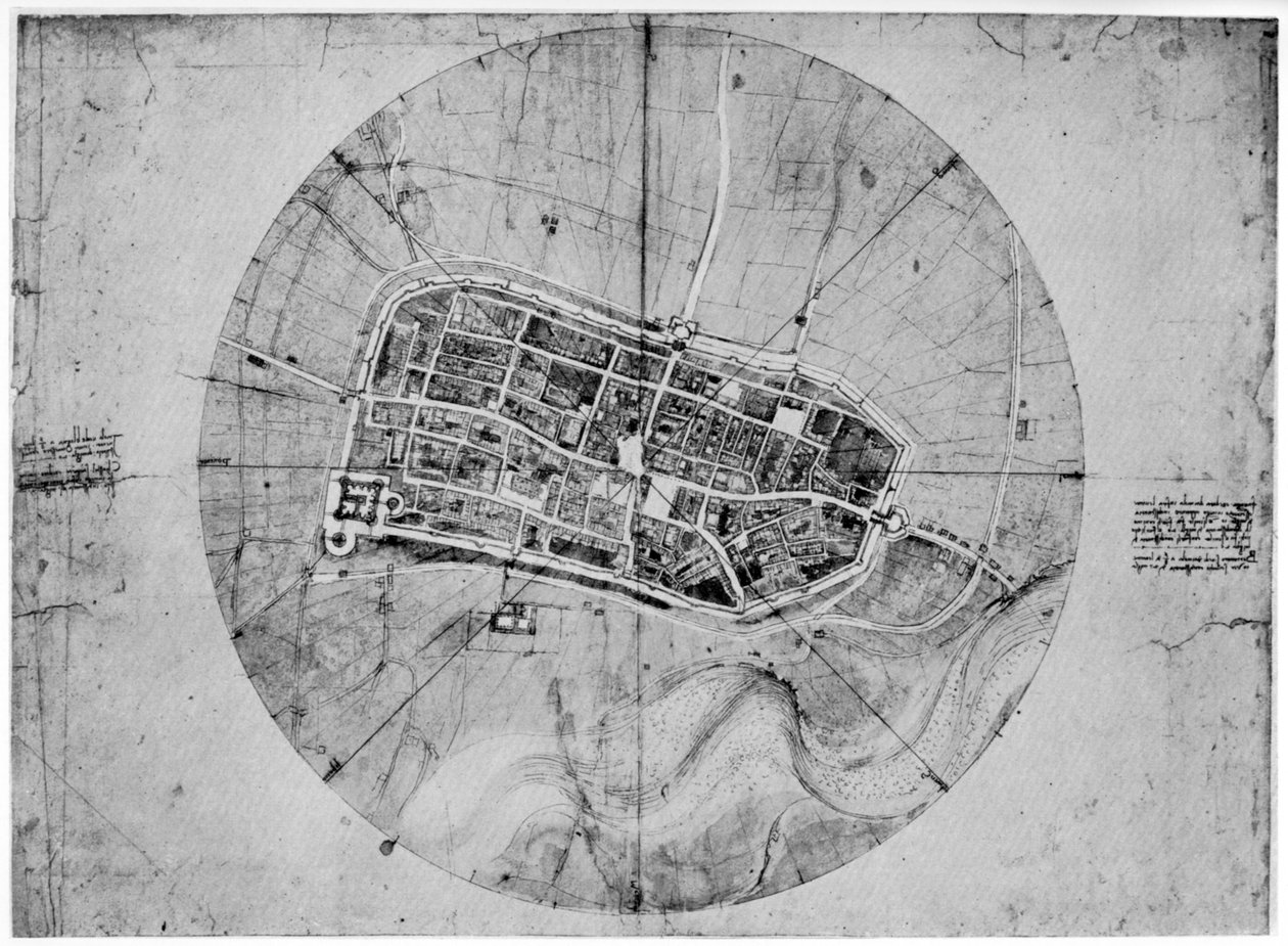 Imolan suunnitelma, Italia, c1502 1954 tekijältä Leonardo da Vinci