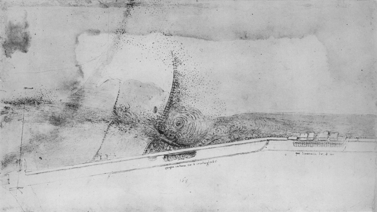 Pengerryssuunnitelma Arnon ohjaamiseksi, c1480 1945 tekijältä Leonardo da Vinci