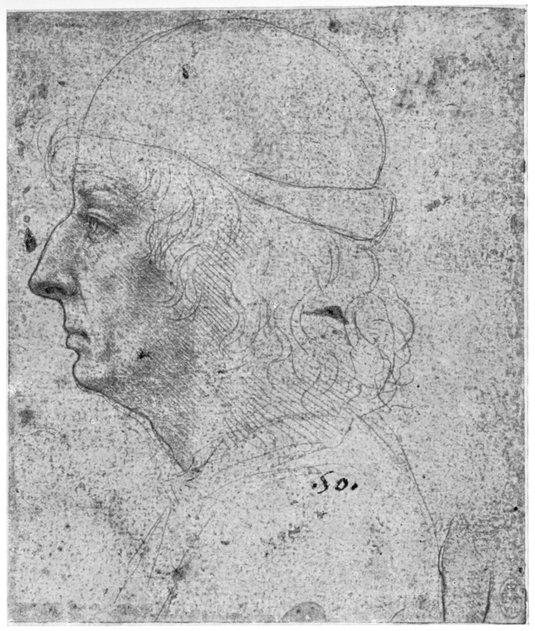 Muotokuvatutkimus miehestä, 1400-luku 1954. tekijältä Leonardo da Vinci