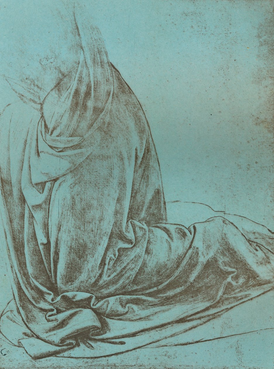 Enkelin verhojen valmisteleva tutkimus "Virgin of the Rocksissa", 1472-c1519 1883 tekijältä Leonardo da Vinci