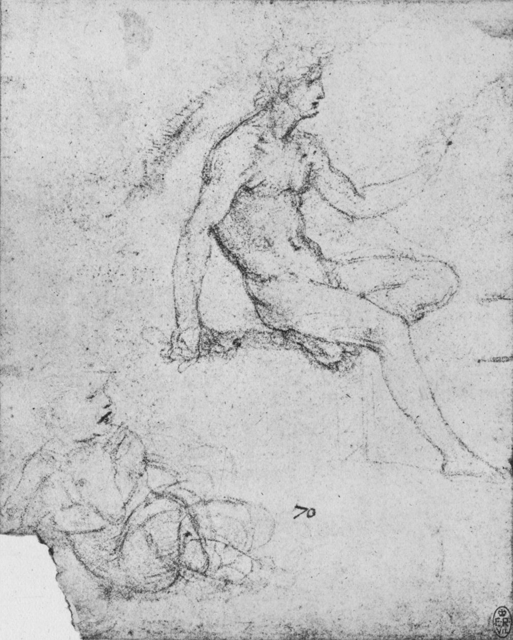 Istuva alaston lapsi karitsan kanssa, c1480 1945 tekijältä Leonardo da Vinci