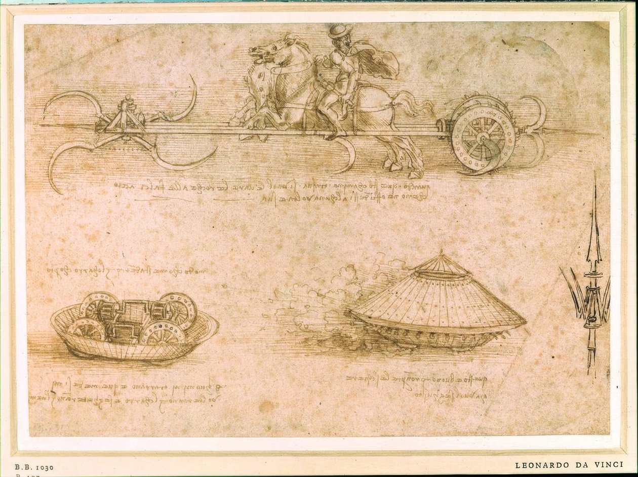 Sichelwagen ja Panzerwagen tekijältä Leonardo da Vinci