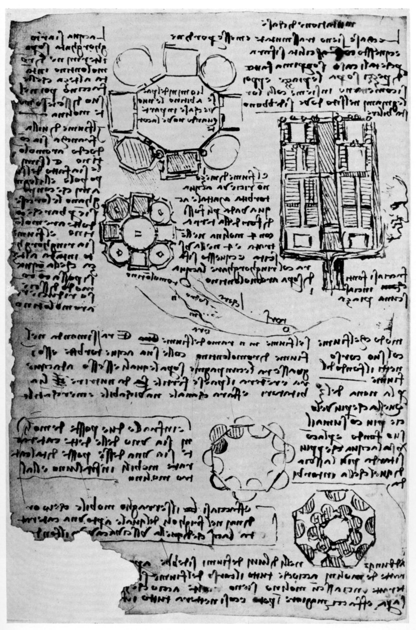 Luonnos Romorantinin linnasta, 1517-1518 1954. tekijältä Leonardo da Vinci