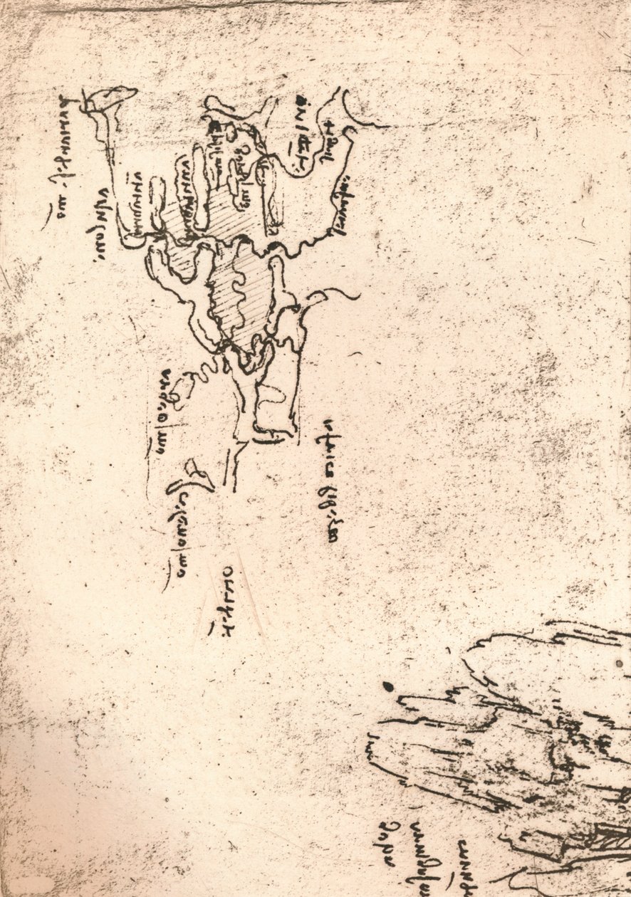 Luonnos Armenian kartta, c1472-c1519 1883 tekijältä Leonardo da Vinci