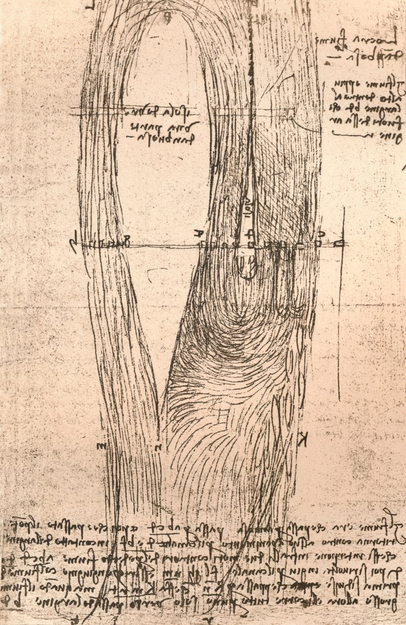 Luonnoskartta Loiresta Amboisessa, Ranskassa, c1472-c1519 1883 tekijältä Leonardo da Vinci