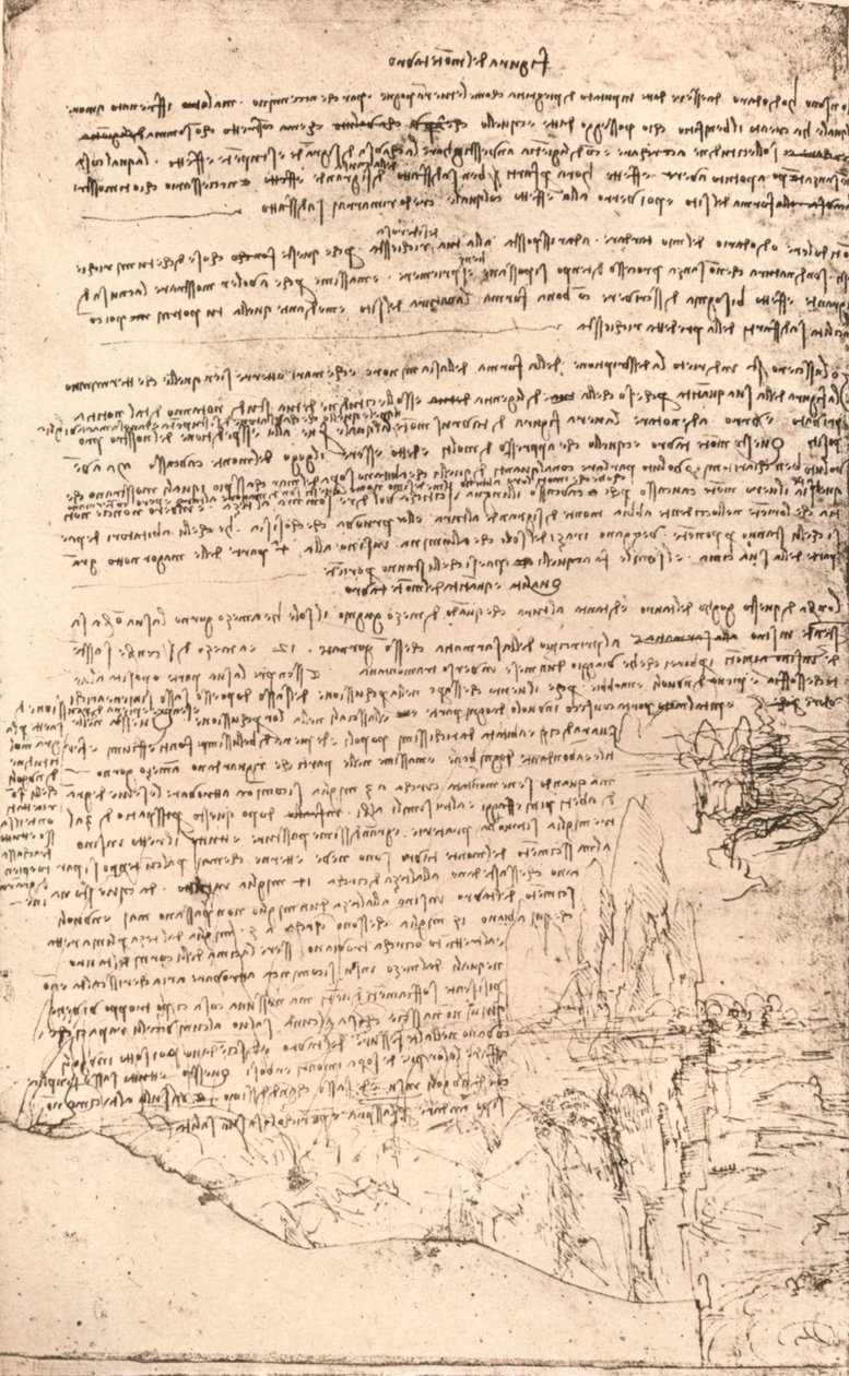 Luonnos Armenian vuorista, c1472-c1519 1883 tekijältä Leonardo da Vinci