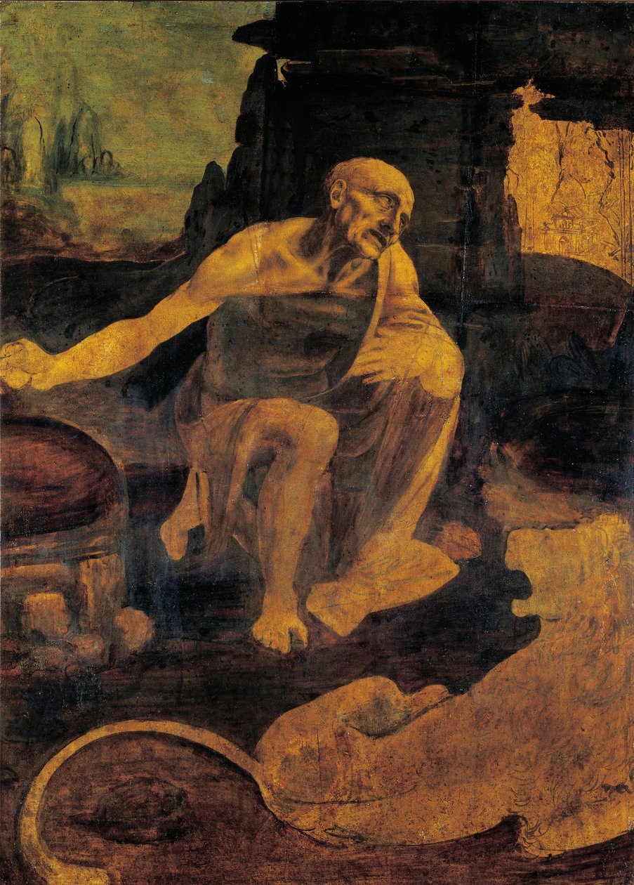 St. Jerome, n. 1480-1482 (öljy ja tempera pähkinäpuulla) tekijältä Leonardo da Vinci