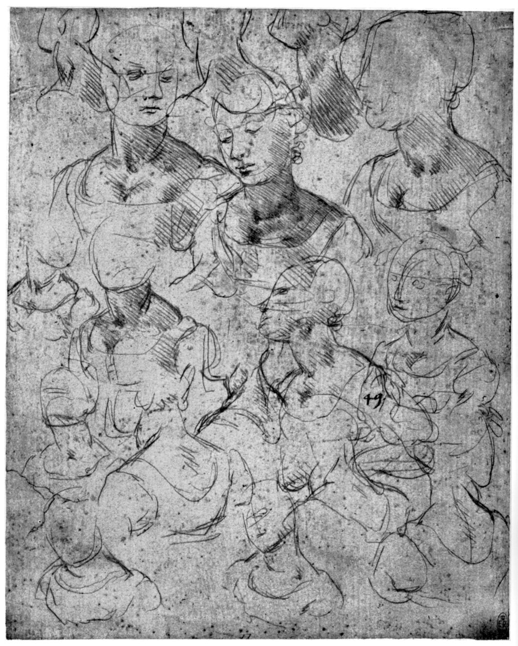 Tutkimuksia puolipitkälle naishahmolle, 1400-luku 1954 tekijältä Leonardo da Vinci