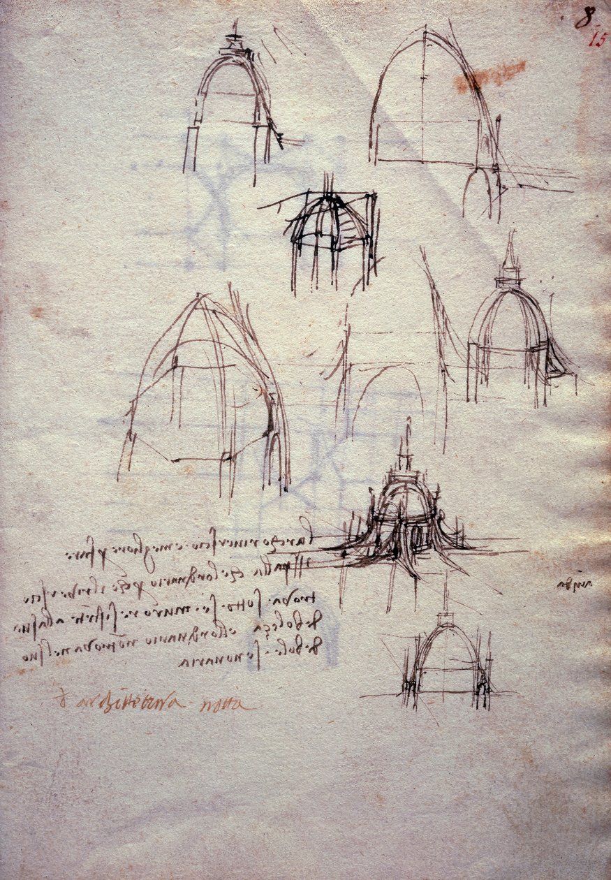 Tutkimuksia katedraalin lyhdystä varten Codex Trivulzianuksesta tekijältä Leonardo da Vinci