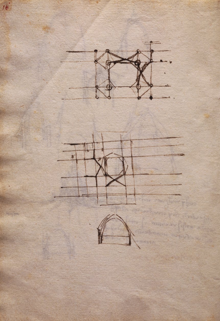 Tutkimuksia katedraalin lyhdystä varten Codex Trivulzianuksesta tekijältä Leonardo da Vinci