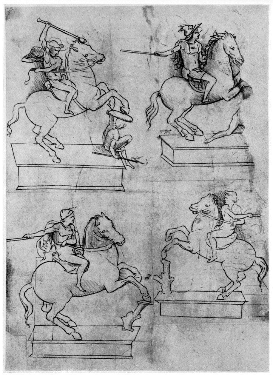 Tutkimuksia Sforza-monumentille, c1488-1493 1954. tekijältä Leonardo da Vinci