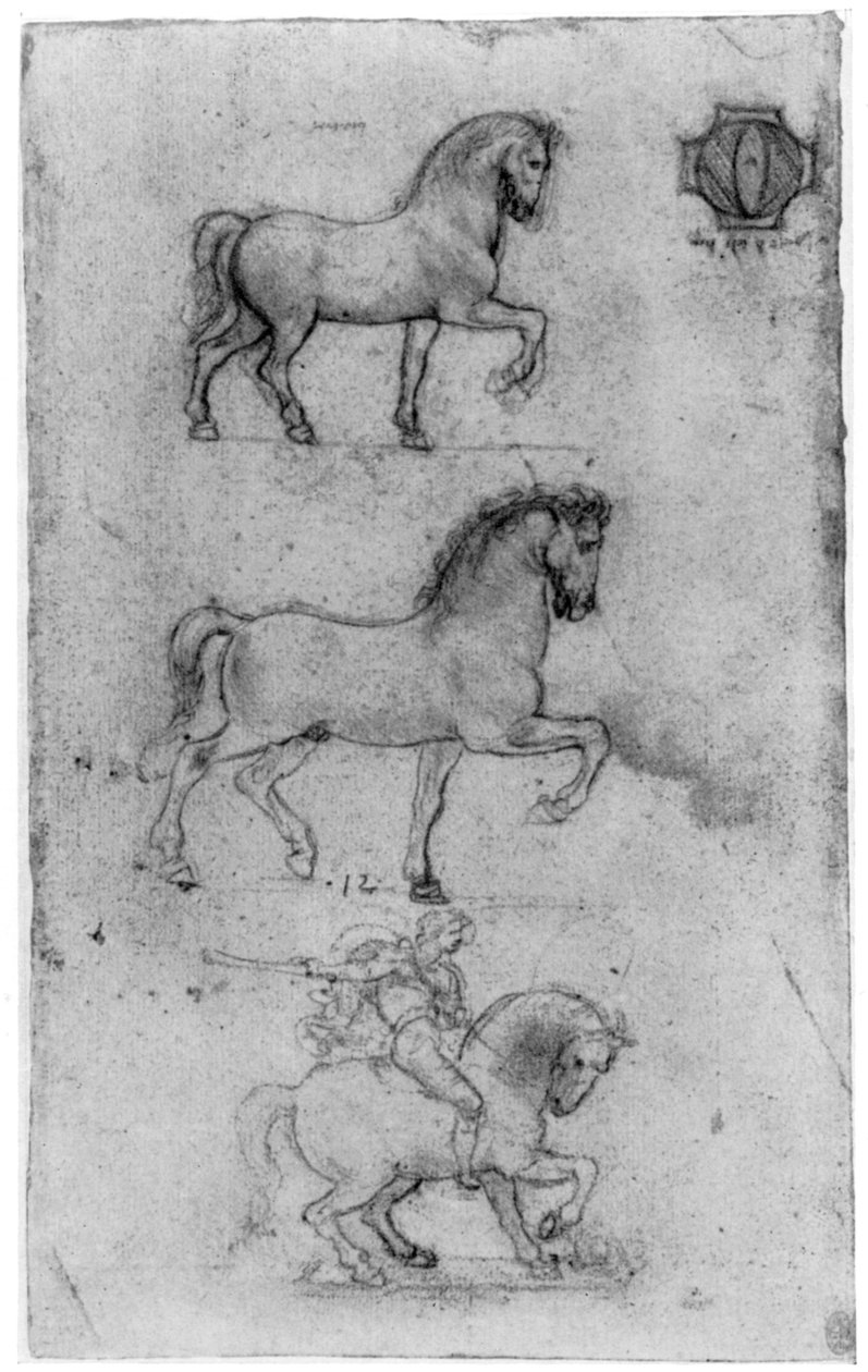 Tutkimuksia Trivulzio-monumentille, c1508 1954. tekijältä Leonardo da Vinci