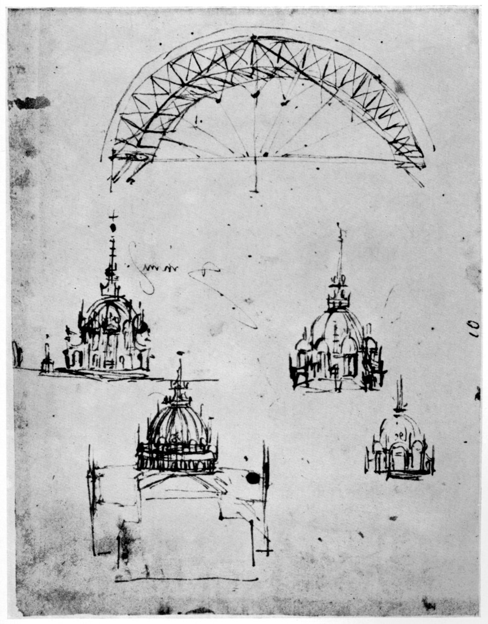 Tutkimuksia Milanon katedraalin keskuskupolille, 1400-luvun loppu 1954. tekijältä Leonardo da Vinci