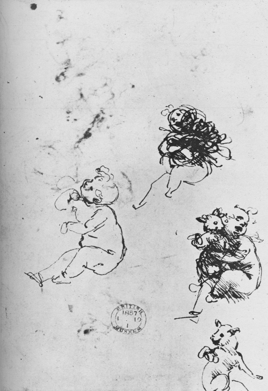 Studies of Children and Cats, 1478-1481 1945 tekijältä Leonardo da Vinci