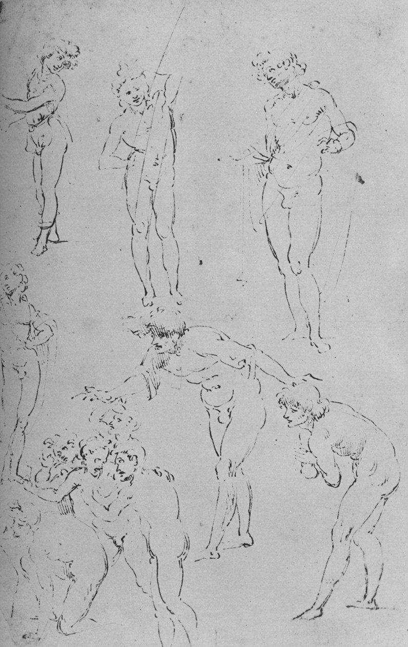 Figuuritutkimukset ja hahmoryhmä, c1500 1945 tekijältä Leonardo da Vinci