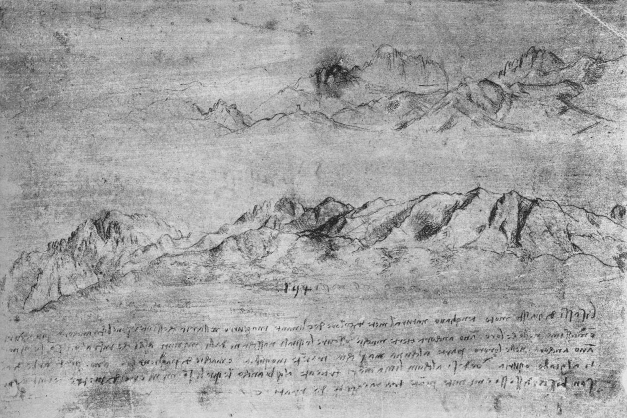 Studies of Mountain Ranges, c1480 1945 tekijältä Leonardo da Vinci