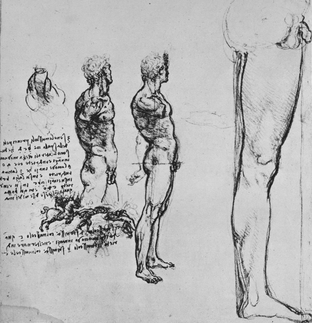 Studies of Nudes ja Small Sketch of a Battle, c1480 1945 tekijältä Leonardo da Vinci