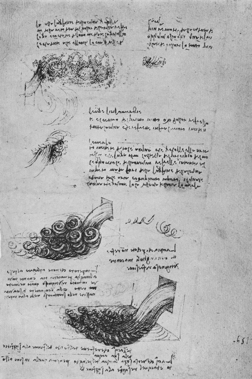 Studies of Water Formations, c1480 1945 tekijältä Leonardo da Vinci