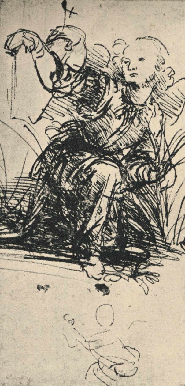 Studies of a Kneeling Angel, c1467-1519 1945 tekijältä Leonardo da Vinci