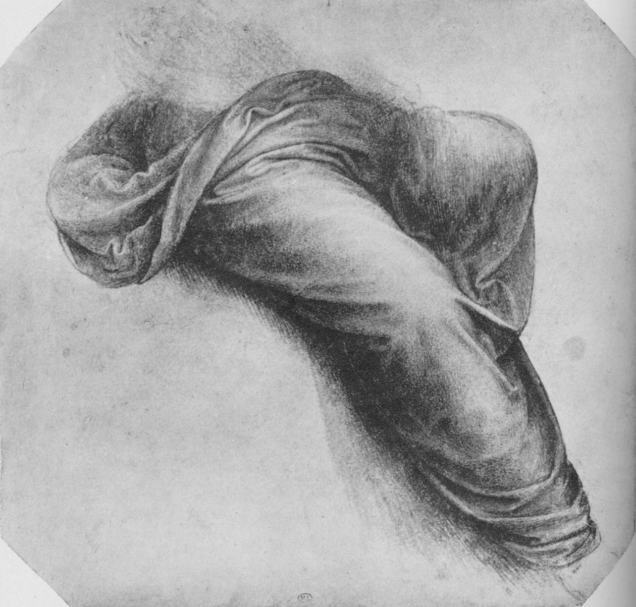 Tutkimuksia oikealle istuvan hahmon verhoista, c1480 1945 tekijältä Leonardo da Vinci