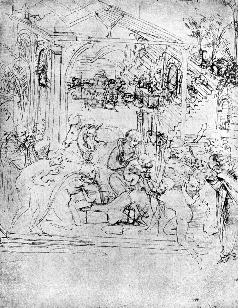 Tutkimus "Magien palvontaan", 1400-luku 1930. tekijältä Leonardo da Vinci