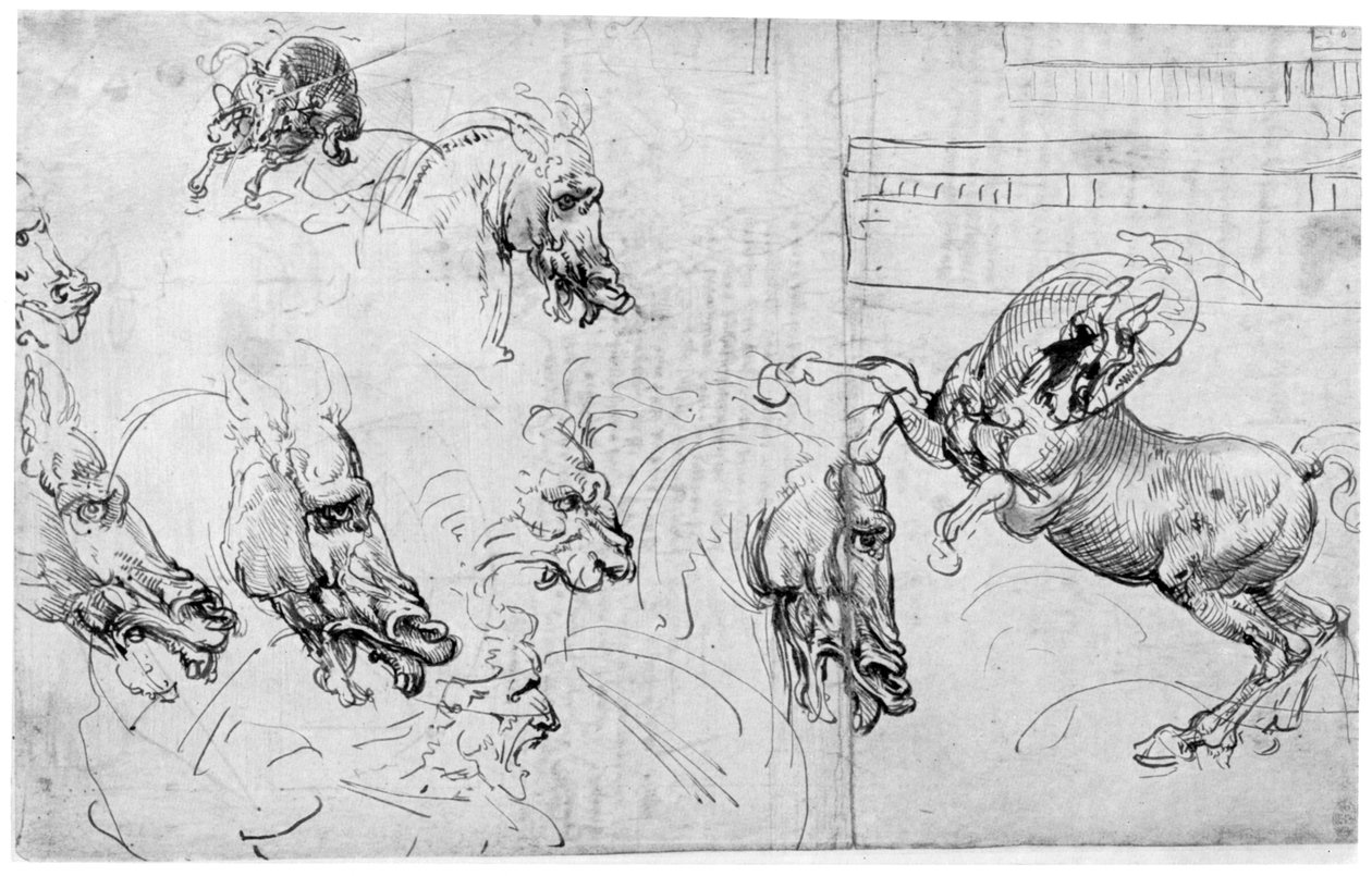 Tutkimus Anghiarin taistelua varten, c1503-1505 1954. tekijältä Leonardo da Vinci