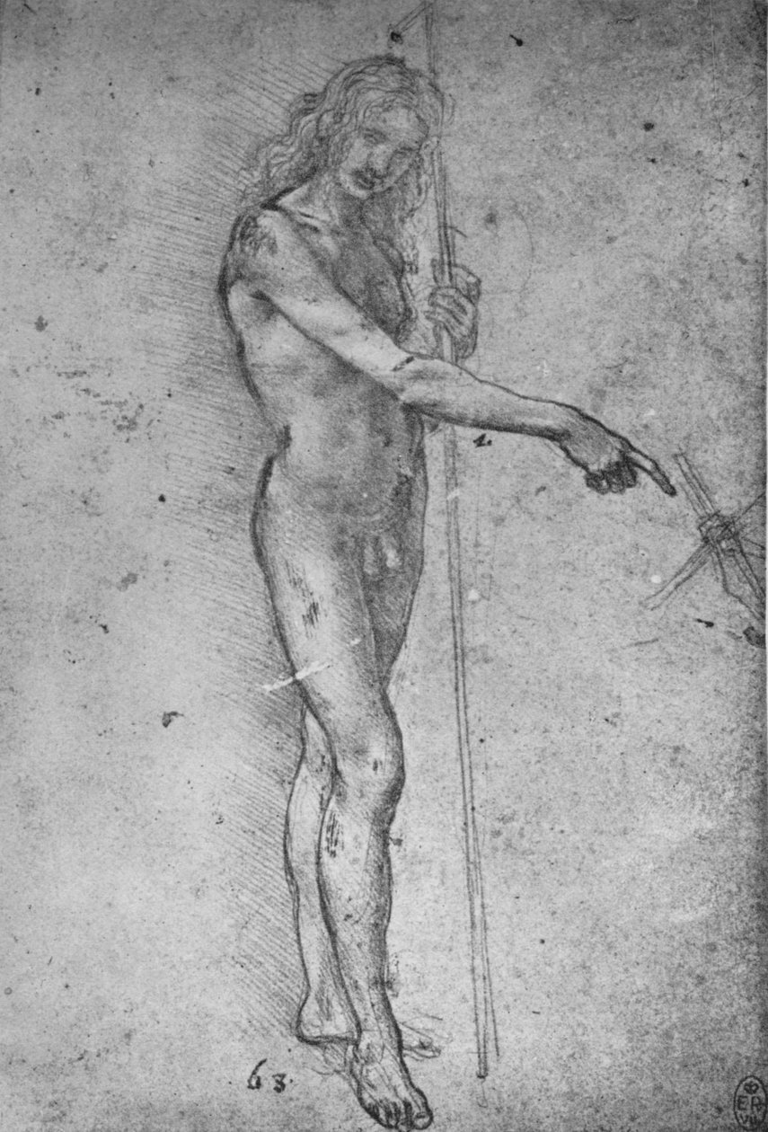 Tutkimus nuorekkaalle Pyhälle Johannes Kastajalle, c1480 1945 tekijältä Leonardo da Vinci