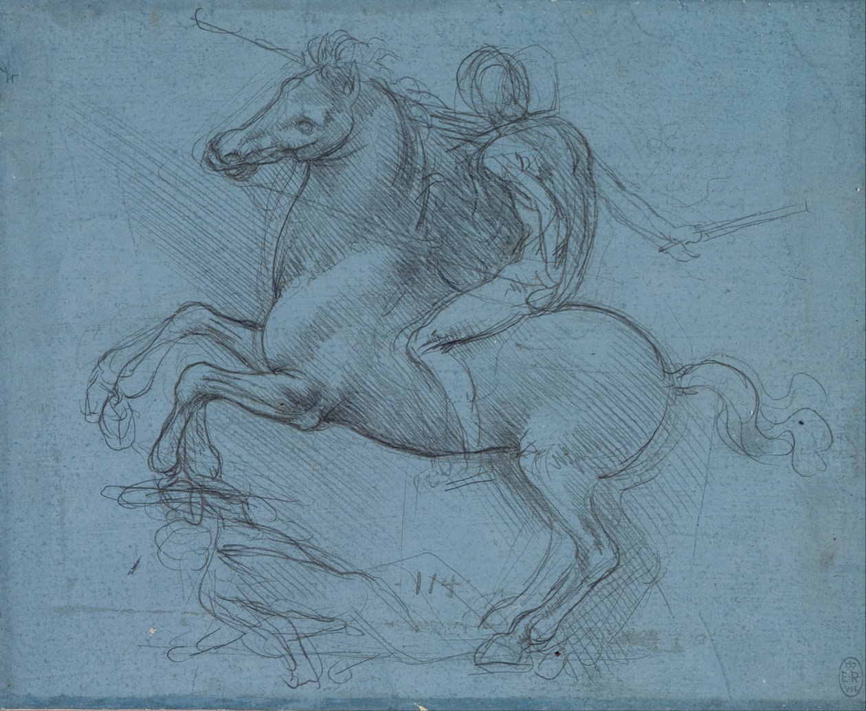 Tutkimus ratsastajan muistomerkkiä varten (etusivu) tekijältä Leonardo da Vinci