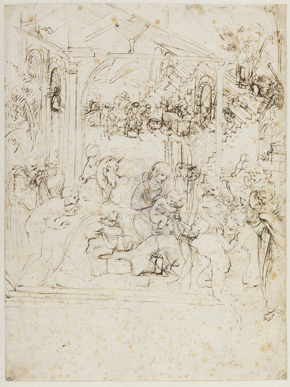 Tutkimus tietäjien palvonnasta, noin 1481. tekijältä Leonardo da Vinci