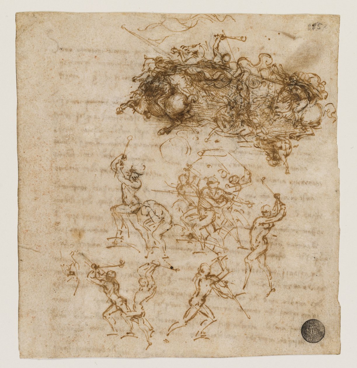 Tutkimus Anghiarin taistelua varten, noin 1503-1504. tekijältä Leonardo da Vinci