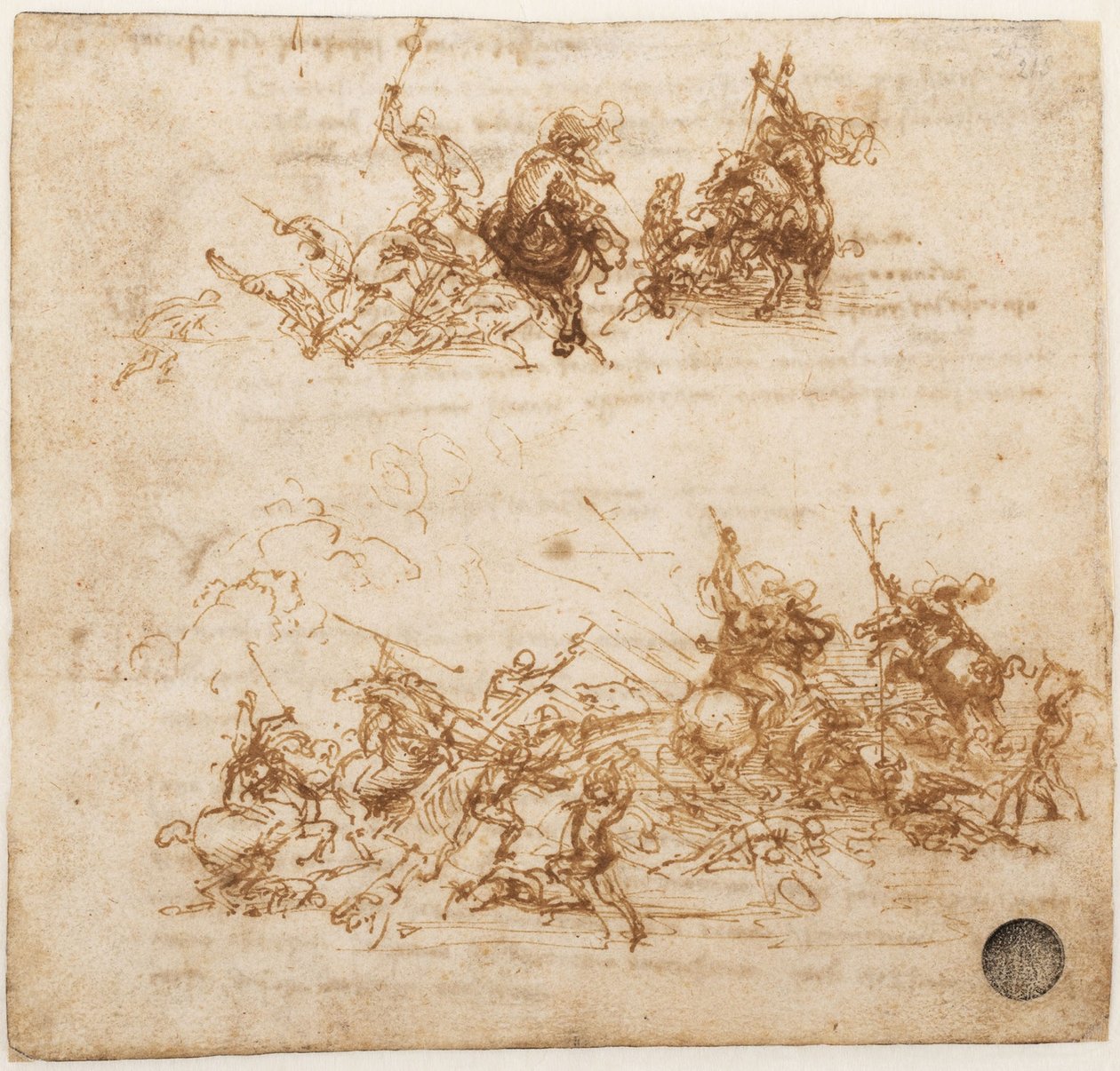 Tutkimus Anghiarin taistelua varten, noin 1503-1504. tekijältä Leonardo da Vinci