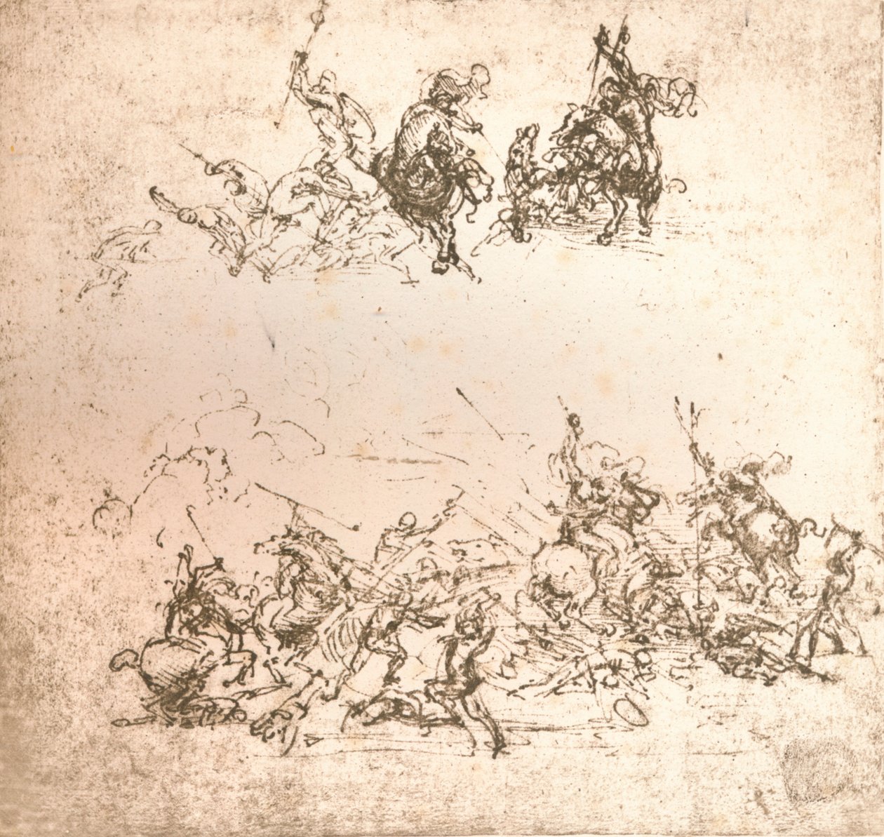 Tutkimus sarjakuvaa varten Anghiarin taistelusta, c1472-c1505 1883 tekijältä Leonardo da Vinci