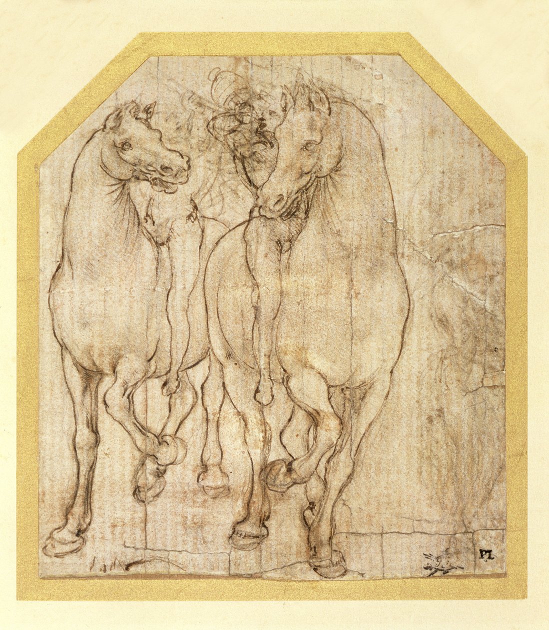 Study of Horses and Riders, n.1480 (metallipiste paperilla) tekijältä Leonardo da Vinci