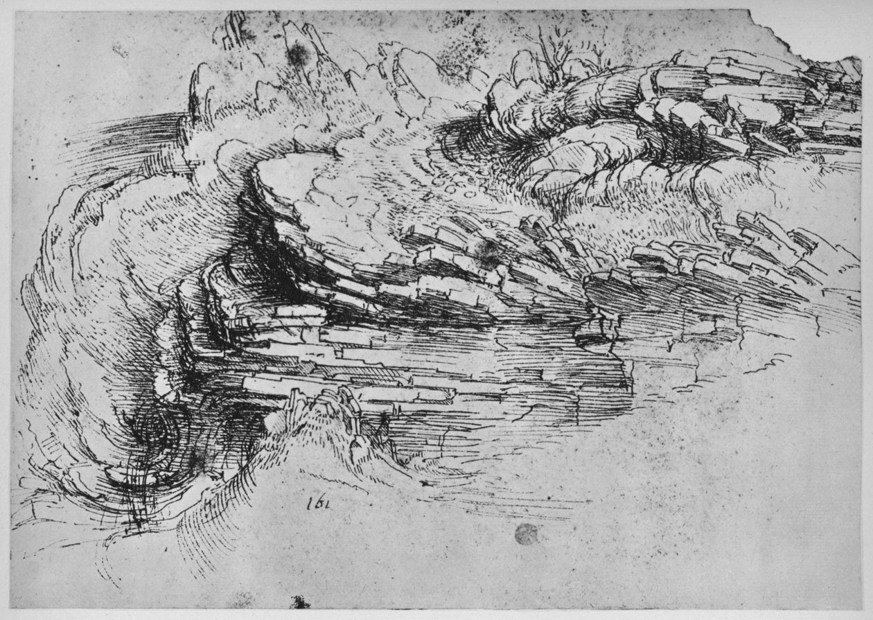 Study of Rock Formations, c1480 1945 tekijältä Leonardo da Vinci