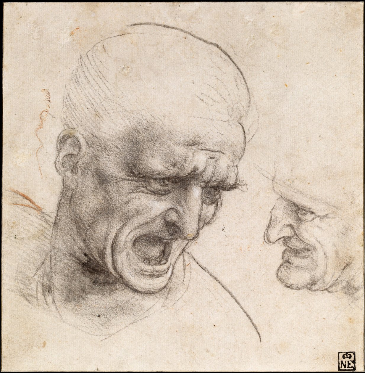 Tutkimus kahdesta soturista" Päät Anghiarin taisteluun, 1504-05 tekijältä Leonardo da Vinci