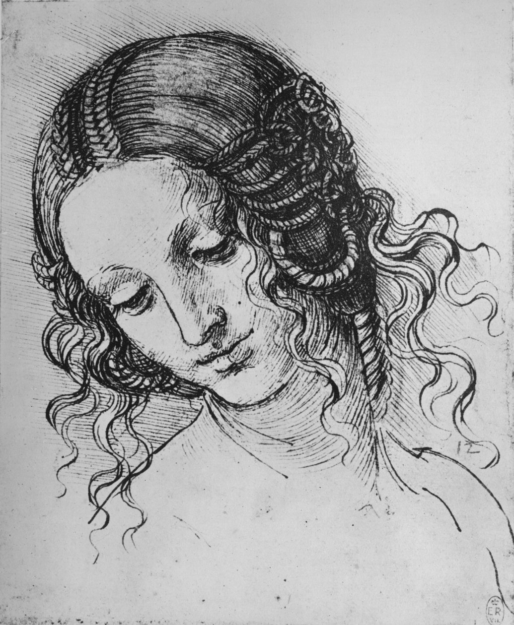 Study of a Womans Head, c1480 1945 tekijältä Leonardo da Vinci