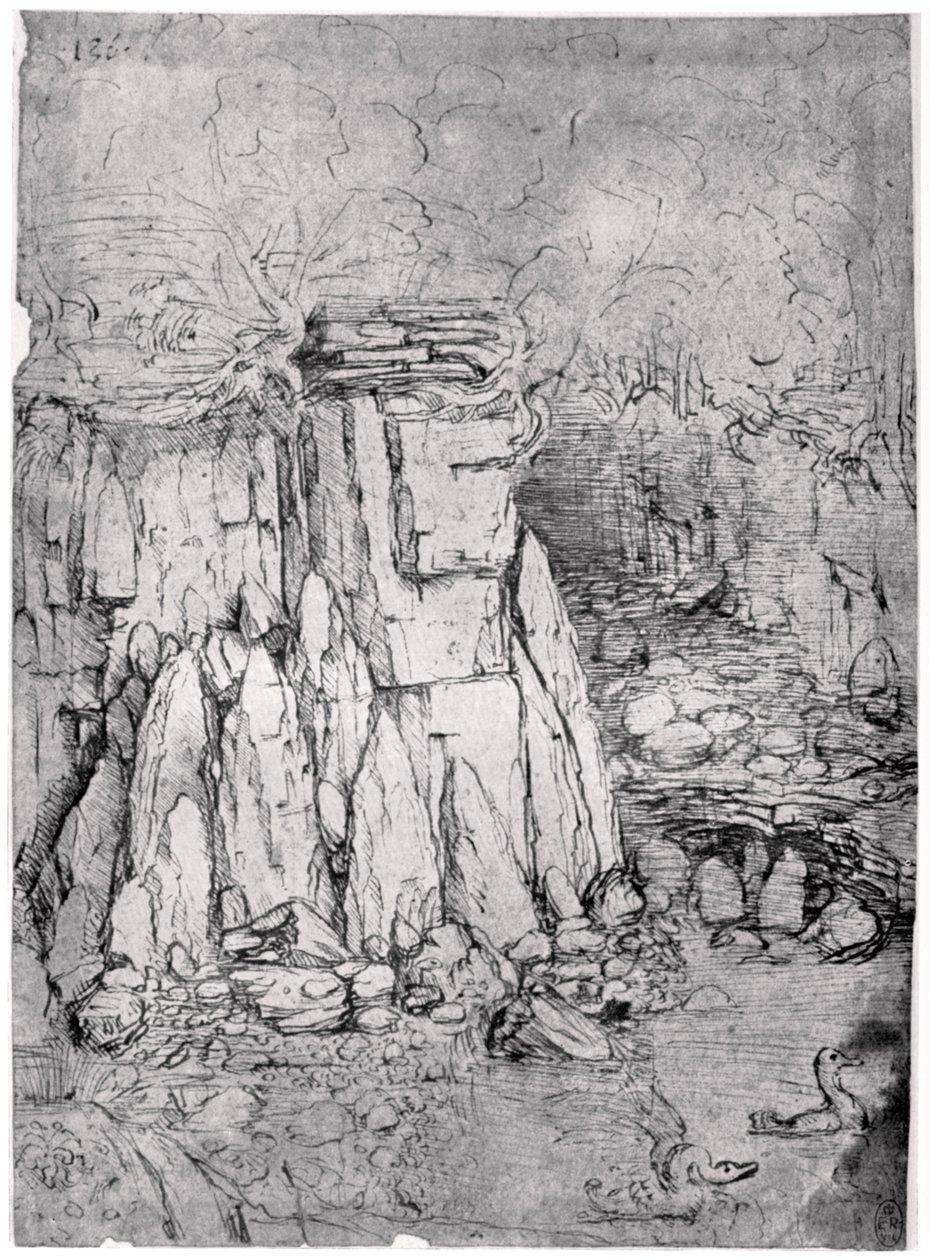 Tutkimus kiviluolasta ja ankoista, 1482-1485 1954 tekijältä Leonardo da Vinci