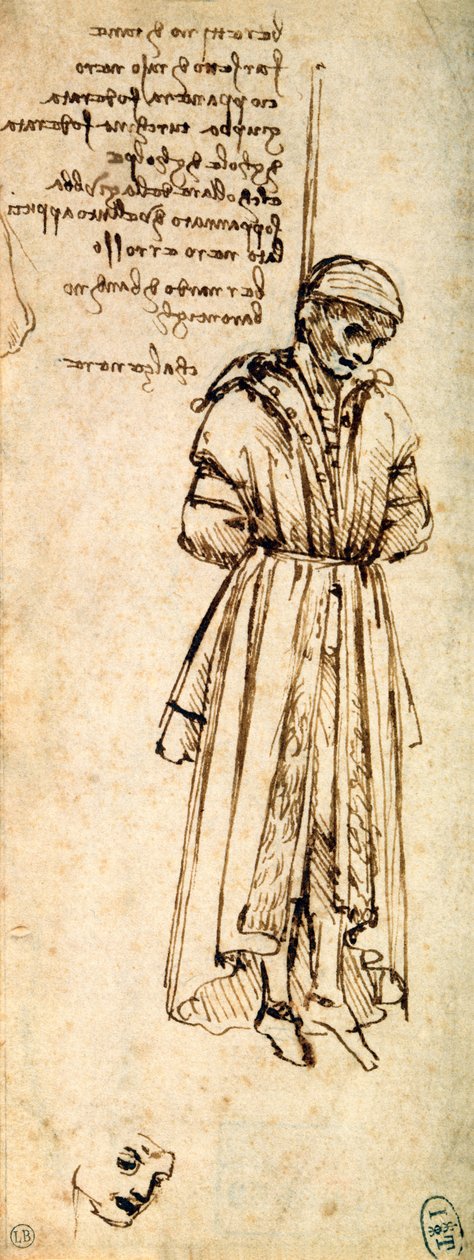 Tutkimus hirtetystä Bernardo di Bandino Baroncellistä, Giuliano de Medicin salamurhaajasta, 1479 tekijältä Leonardo da Vinci