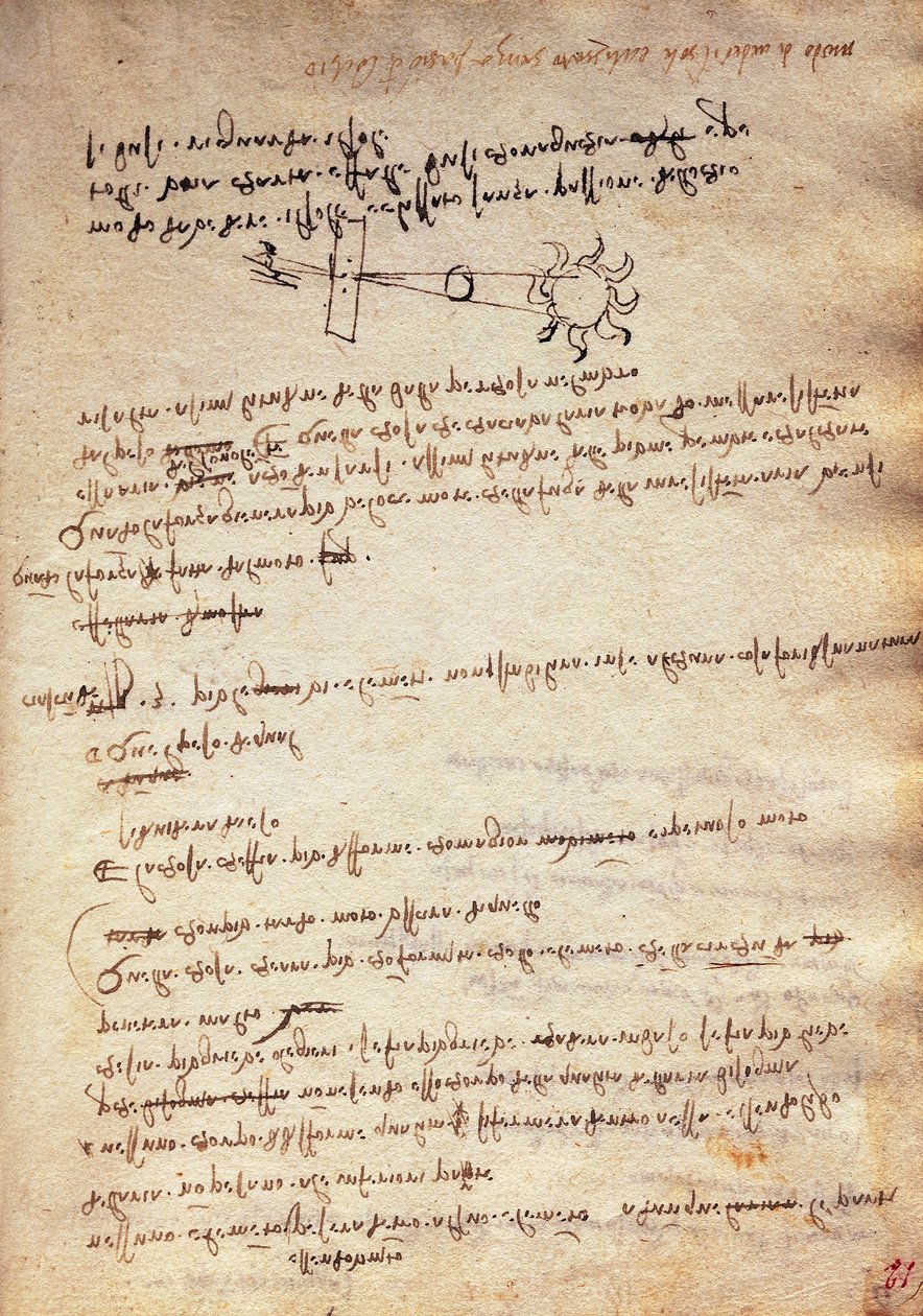 Tutkimus tekniikasta auringonpimennyksen tarkkailuun, Codex Trivulzianus tekijältä Leonardo da Vinci