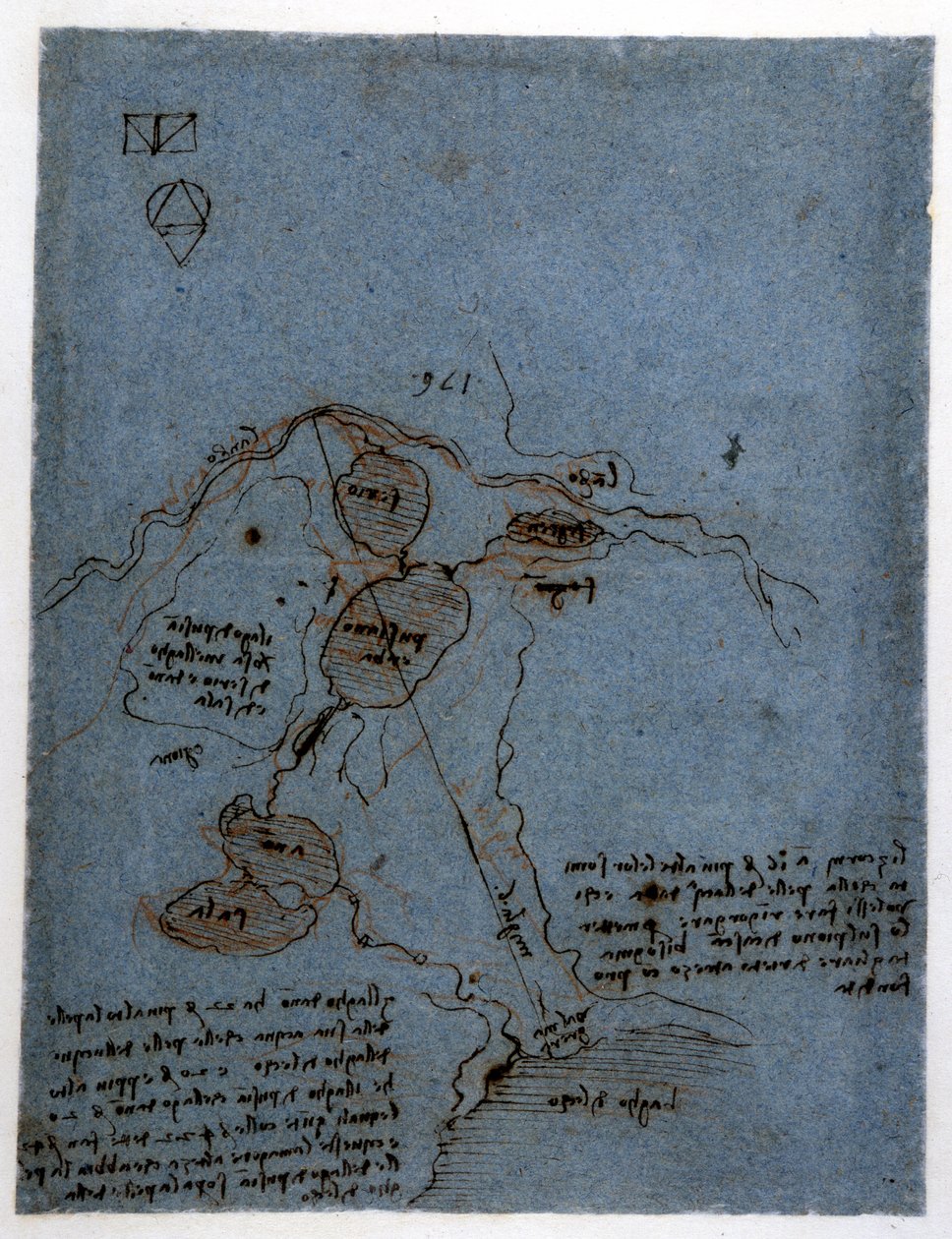 Leonard de Vincin (Leonardo da Vinci) (1452 - 1519) tutkimus vesivoiman hyödyntämisestä hydraulikoneissa (noria). Piirustus kynällä ja musteella. tekijältä Leonardo da Vinci