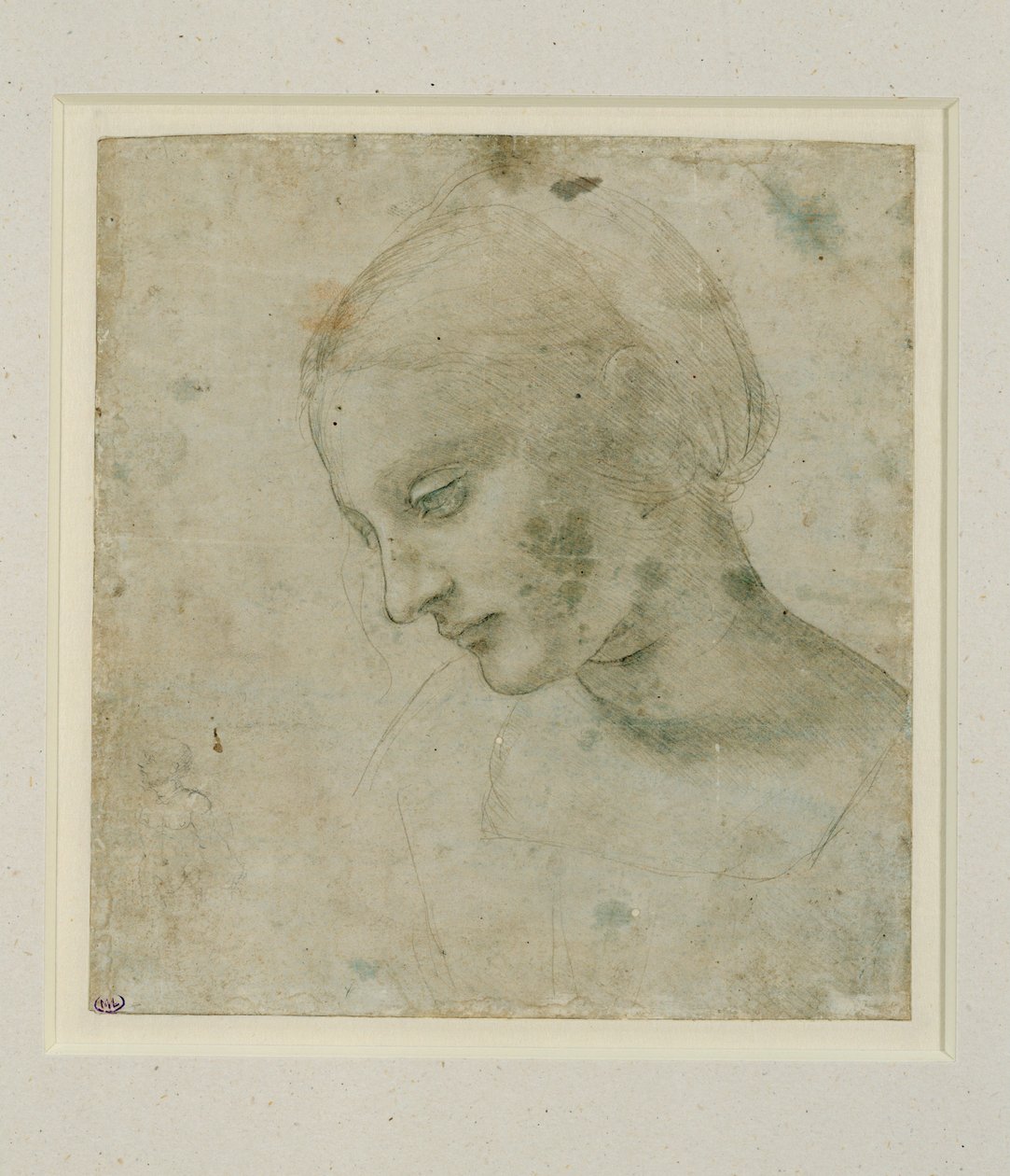 Naisen pää lähes profiilissa ... tekijältä Leonardo da Vinci