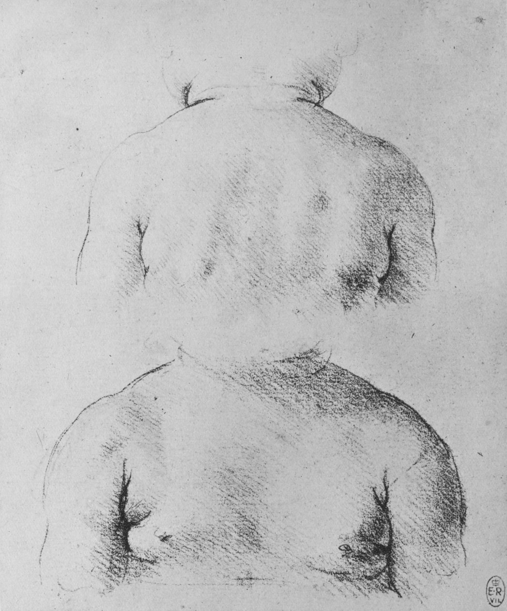 Vauvan rintakuva edestä ja takaa, c1480 1945 tekijältä Leonardo da Vinci
