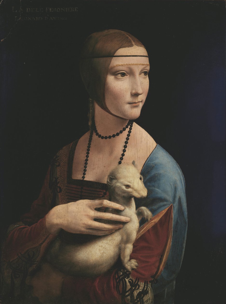 Nainen, jolla on helmiäinen (Cecilia Galleranin muotokuva). tekijältä Leonardo da Vinci