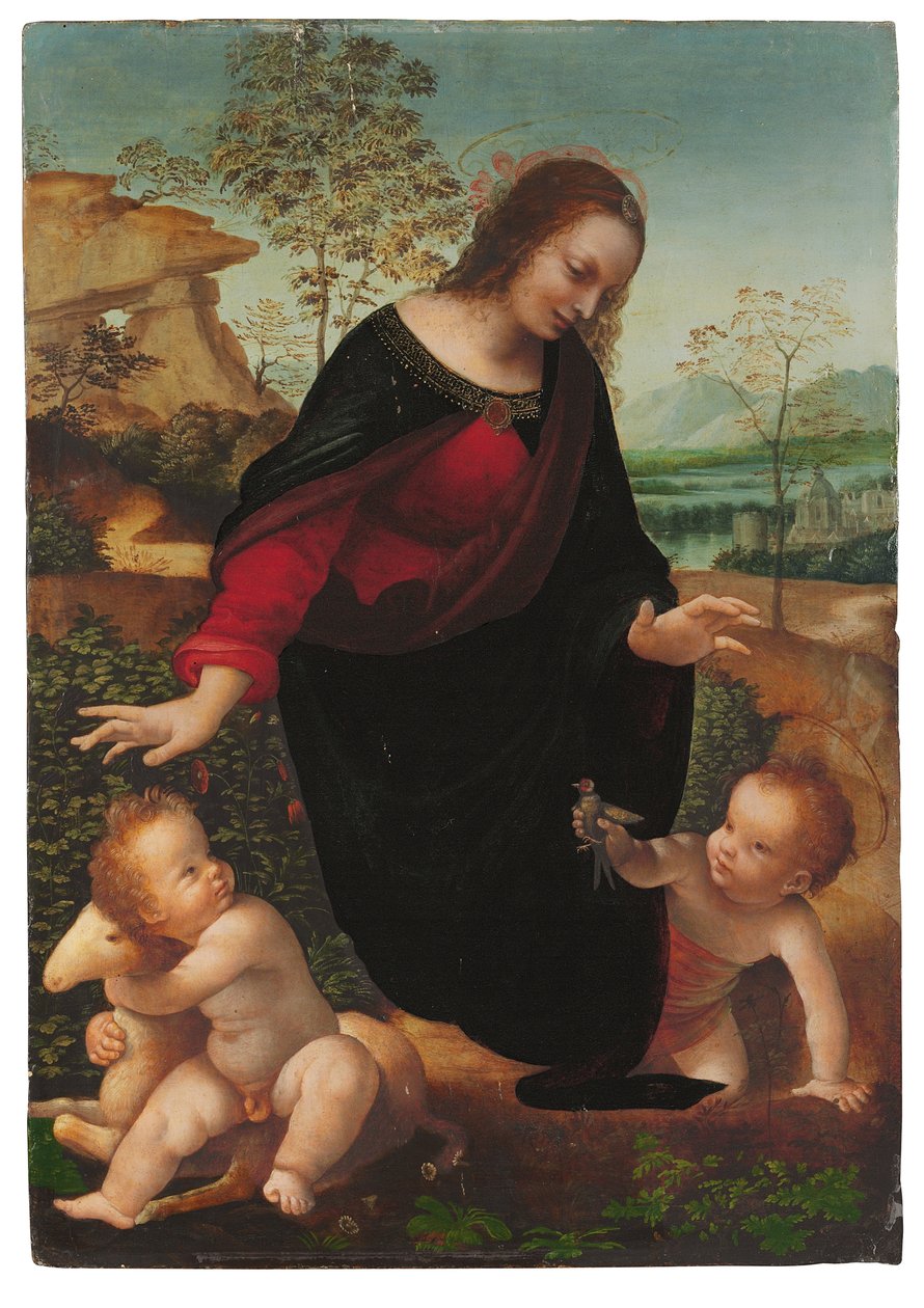 Madonna ja lapsi pikkulapsen pyhän Johannes Kastajan kanssa tekijältä Leonardo da Vinci