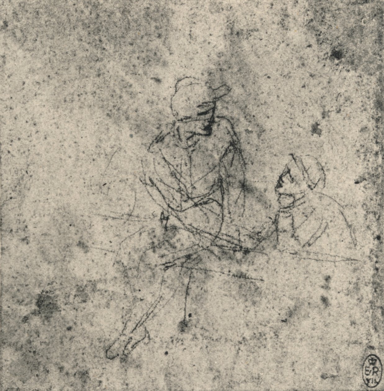 Kaksi hahmoa keskustelussa, c1480 1945 tekijältä Leonardo da Vinci