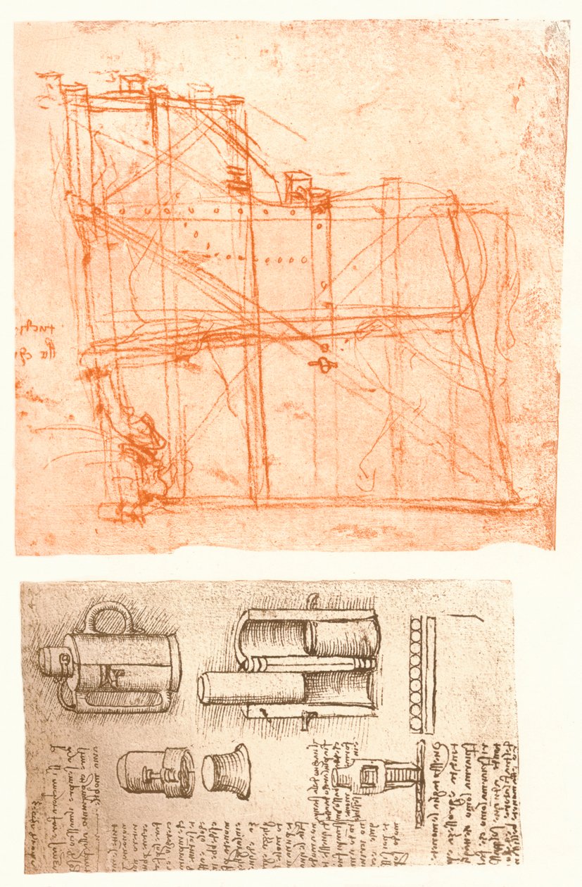 Kaksi piirustusta, c1472-c1519 1883 tekijältä Leonardo da Vinci