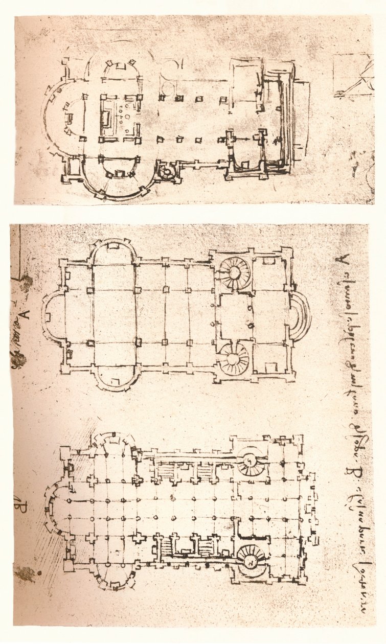 Kaksi kirkkosuunnitelmaa, c1472-c1519 1883 tekijältä Leonardo da Vinci