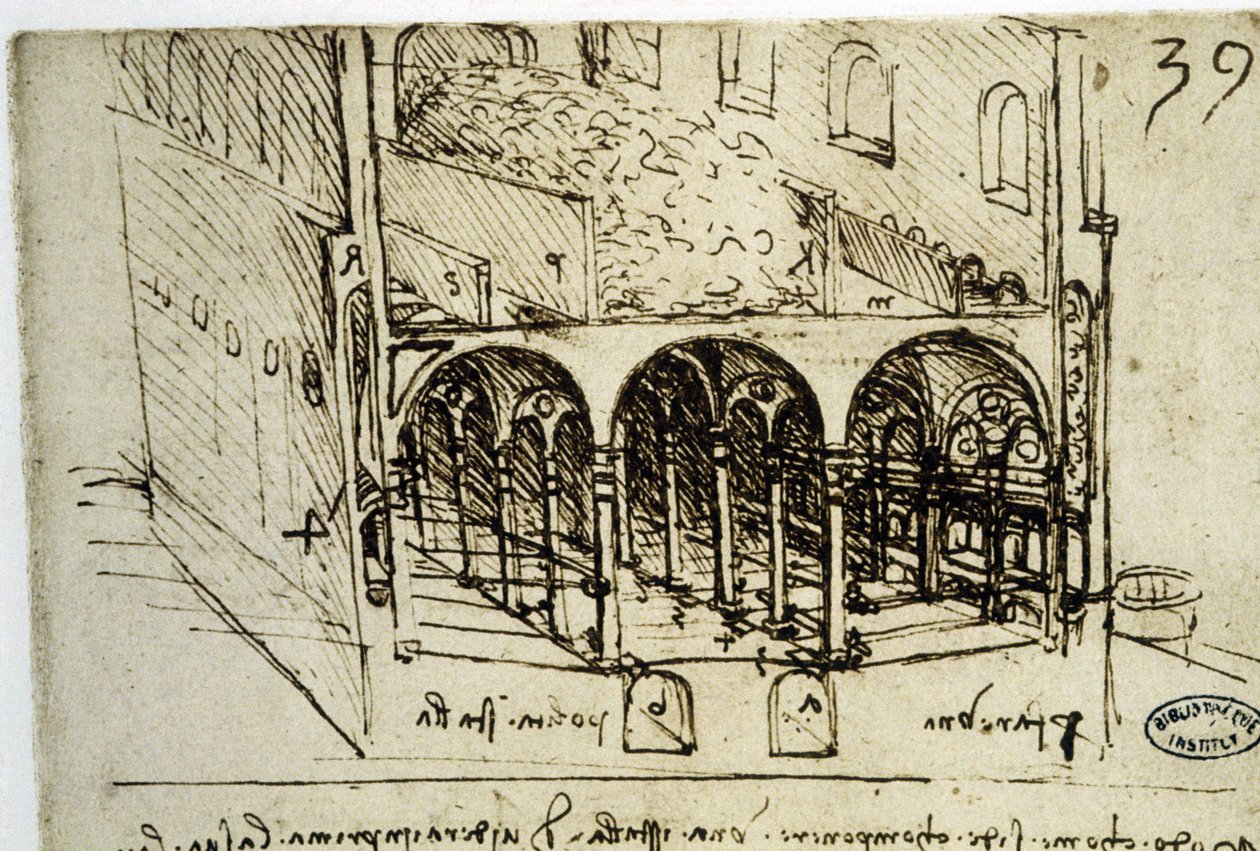 Kaupunkisuunnittelu: Leonardo da Vincin (Leonardo da Vinci) arkkitehtoninen suunnitelma (39) - Institut de Francen kirjasto tekijältä Leonardo da Vinci