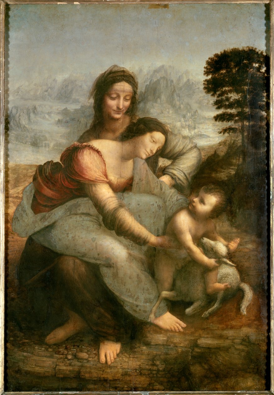 Neitsyt ja lapsi Pyhän Annan kanssa tekijältä Leonardo da Vinci